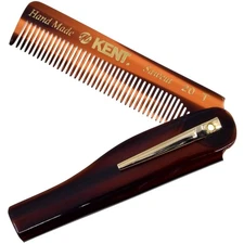 Kent Men's Folding Pocket Comb: Fine Tooth for Hair, Beard & Mustache Grooming