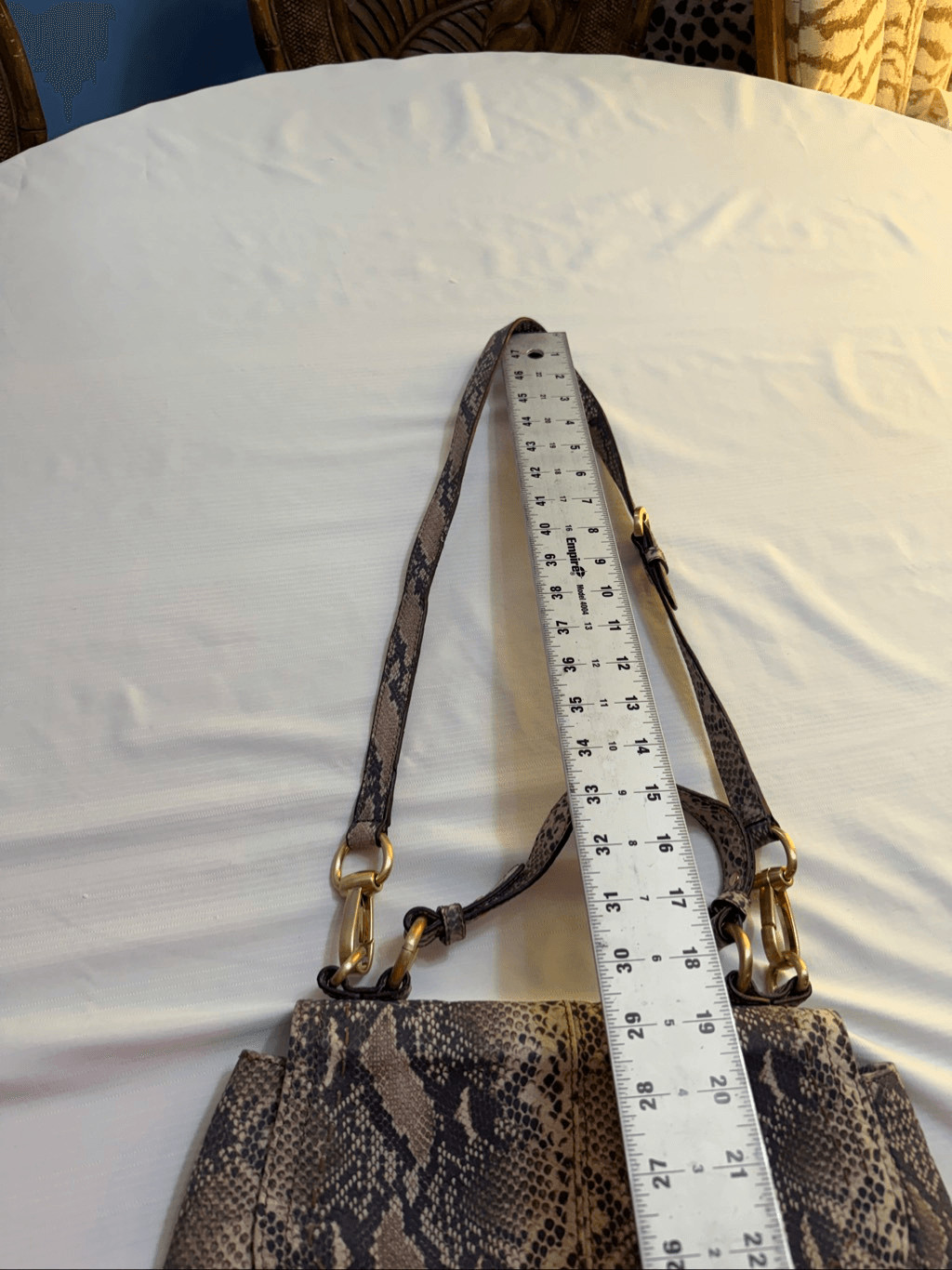 B. Makowsky Python Print Leather Shoulder Bag Han… - image 5