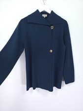 Merino Wool Jigsaw Ring Fastening Pique Cardigan Blue Jumpers