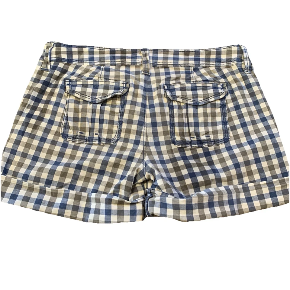 Pantalones Cortos Vintage Y2K Abercrombie & Fitch Tiro Bajo Cuadros Talla 00 Retro Verano Elastizados Foto 4 de 4