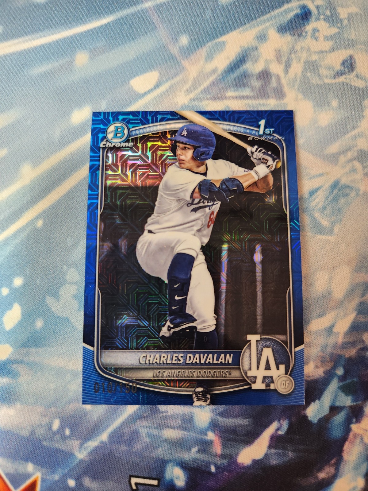 2025 1st Bowman Chrome Draft Charles Davalan Color Match Blue Mojo 010/150