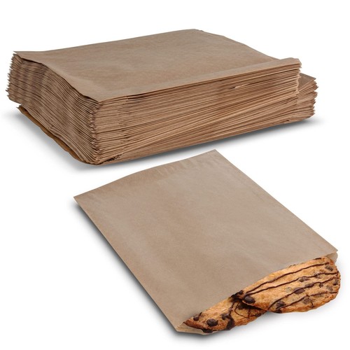 Brown Cookie Bags 6.5" x 8" - Disposable Grease Resistant Bakery Paper Bags -...