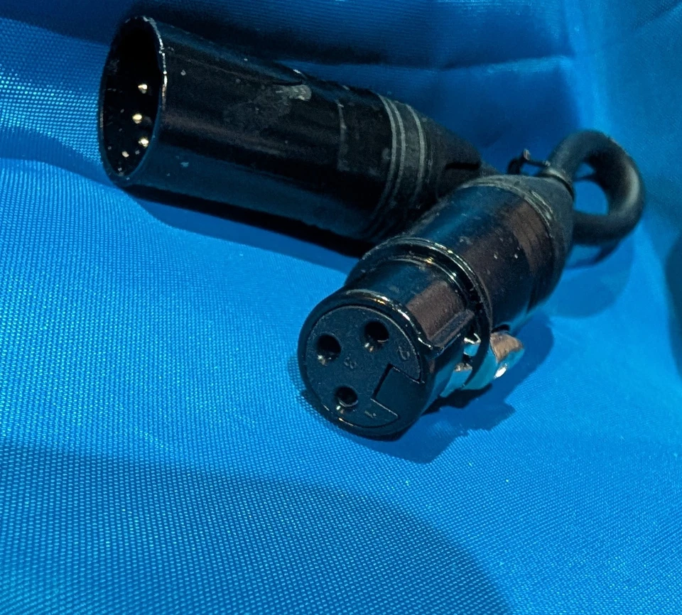 2x DMX 3-Pin XLR Female to 5-Pin XLR Male DMX Lighting Cable 6" for Studio Light - Image 3 of 4