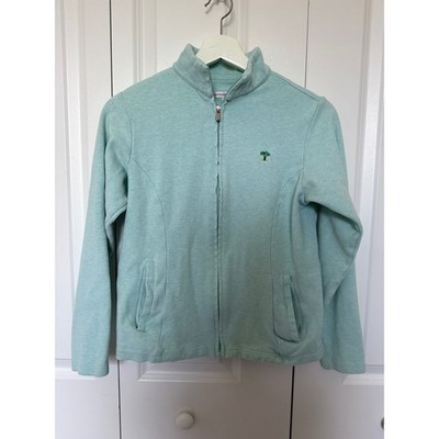 Peter Millar Womens Mint Green Full Zip Palm Tree Knit Jacket Size Small