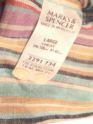 M&S Blue Harbour Hemd 100%Leinen gestreift Größe L Langarm tadellos - Bild 5 von 6