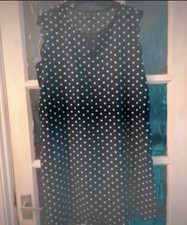 New navy & white polka dot summer dress size 12-14 large holiday evening wedding