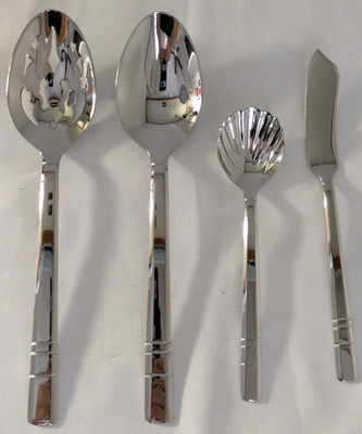 (4) Four 18/10 Stainless JA Henckels Madison Square Serving Spoons Butter Knife