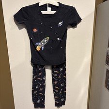 Gymboree Black Space Pajamas Short Sleeve Size 8 Used But No Holes Or Wear