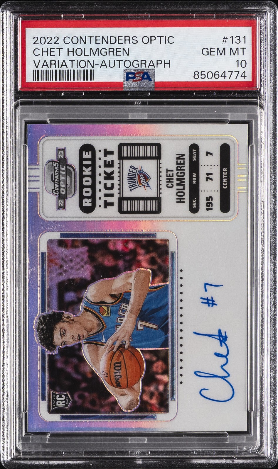 2022 CONTENDERS OPTIC VARIATION AUTO #131 CHET HOLMGREN PSA 10