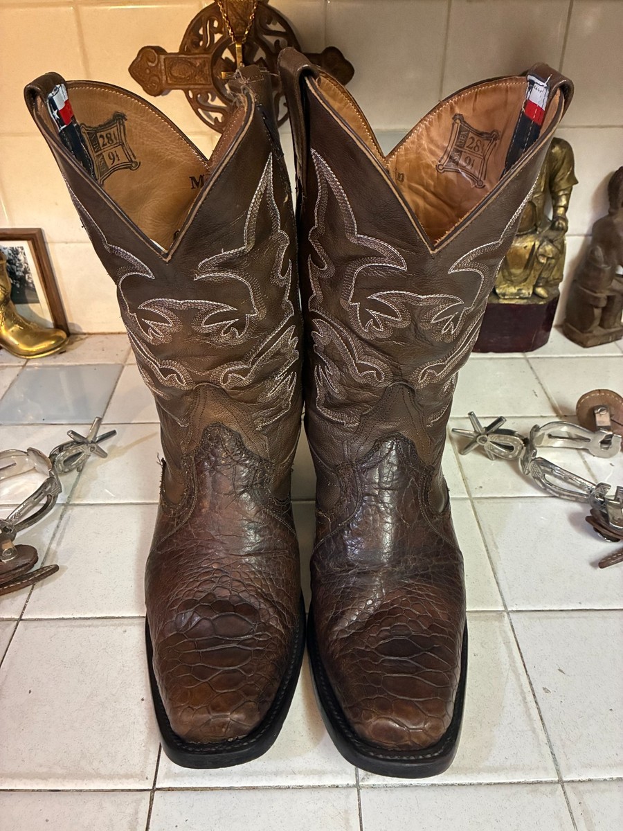 CUSTOM VINTAGE BROWN LEATHER Punchy RANCH HAND RODEO DANCE Cowboy Boots 9.5 D
