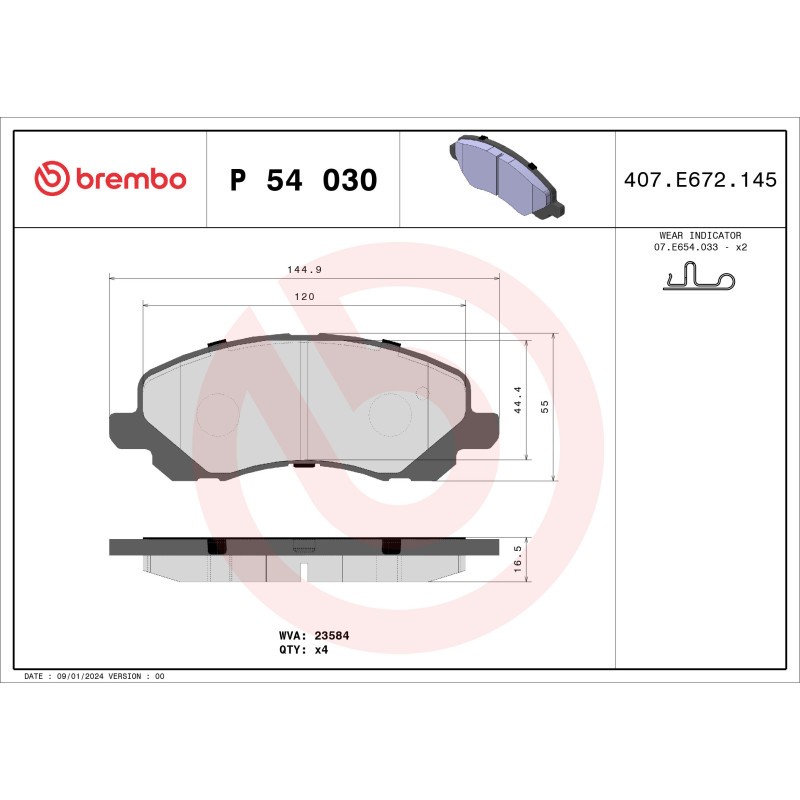 Für BREMBO KLOCKI SZCZEKI CYLINDERKI P 54 030 BRAKE PADS MITSUBISHI GALANT VI - Bild 3