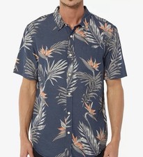 NWT JACK O'NEILL Collection Mens SZ L Blue Hawaiian Paradise Button Up SS Shirt