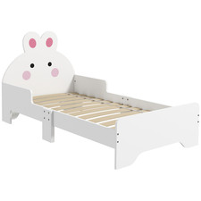 Image of ZONEKIZ Toddler Bed, Kids Bedroom Furniture, Rabbit Design - White