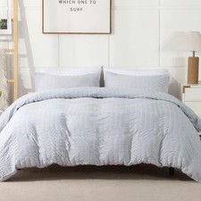 AveLom Light Gray Duvet Cover King 104 x 90 inches , 3 Pieces 1 Duvet Cover, 2