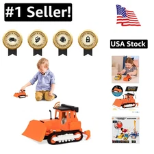 7-Inch Realistic Bulldozer Toy for Kids with Lights, Sounds & Movable Parts