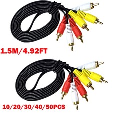 10-50Pcs 1.5m 3 RCA Male to 3 RCA Male Cable Stereo AV Audio Video Composite US