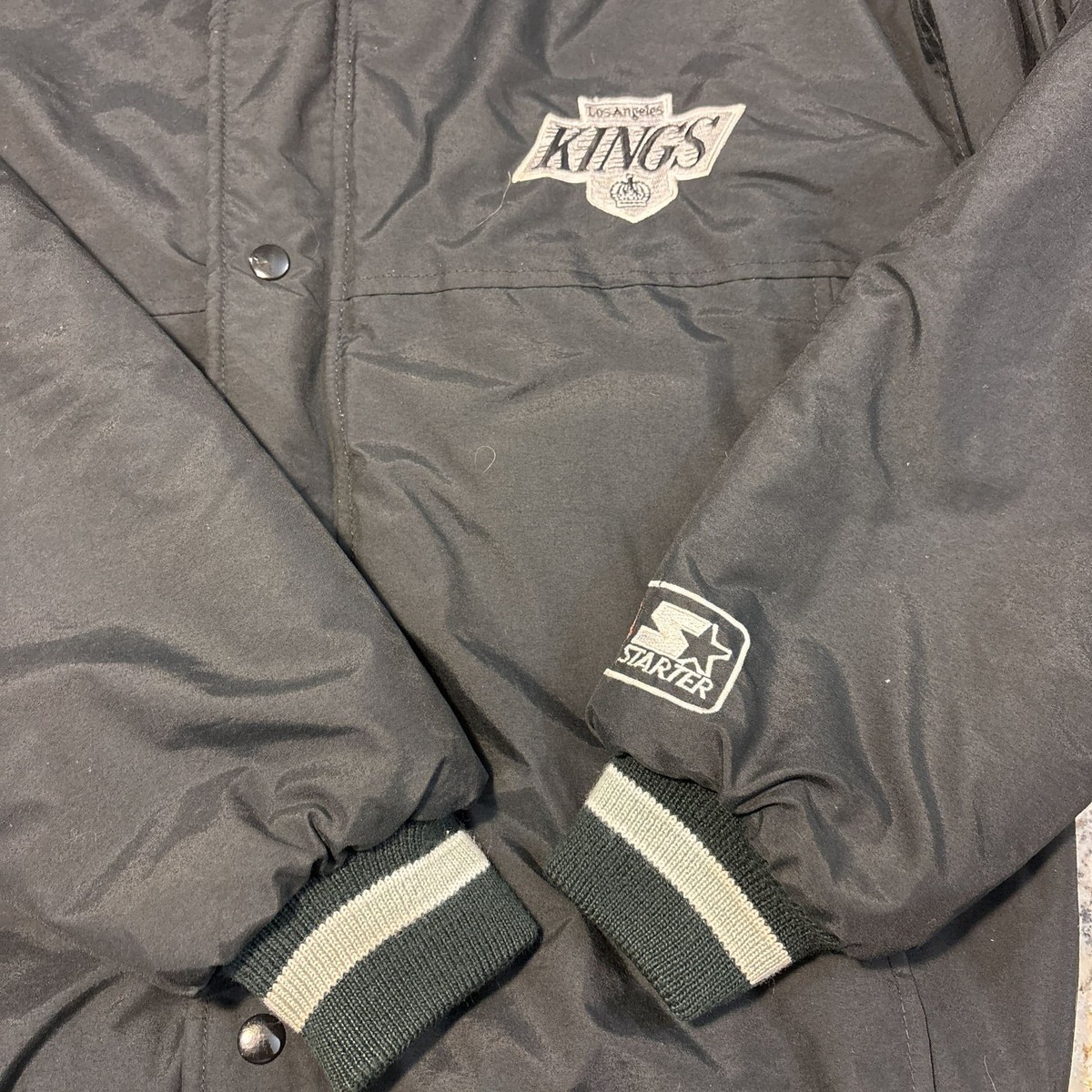 Vintage Los Angeles Kings Starter Jacket, Black Puffer, NHL Hockey