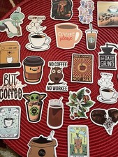 Set Of COFFEE Themed Stickers 25, Set As Shown
