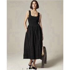 NWT J. Crew XXS Drop-waist Mixy Midi Dress Black