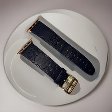 LADIES DARK NAVY BLUE LEATHER BAND FOR APPLE WATCH SIZES 38mm THRU 44mm