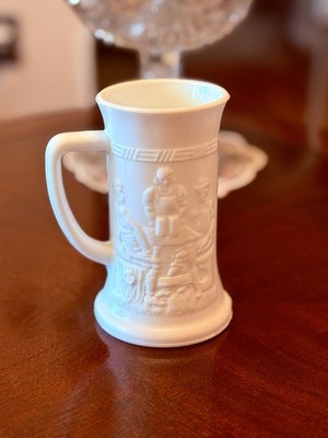 Vintage Milk Glass  Beer Stein , 8x3 In, White, Small Chip Base (see Pics)