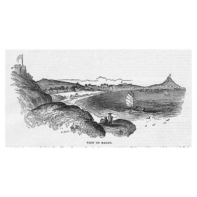 CHINA Ansicht von Macao - antiker Druck 1842