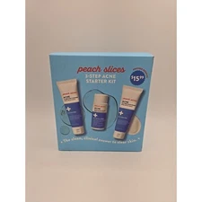 NWB Peach Slices 3 Step Acne Starter Kit Cleanser Toner Moisturizer SEALED