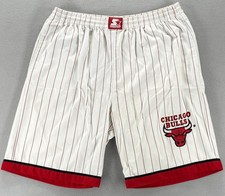 Vintage 90’s Chicago Bulls NBA Starter Pinstriped Shorts White Red Men’s XL RARE