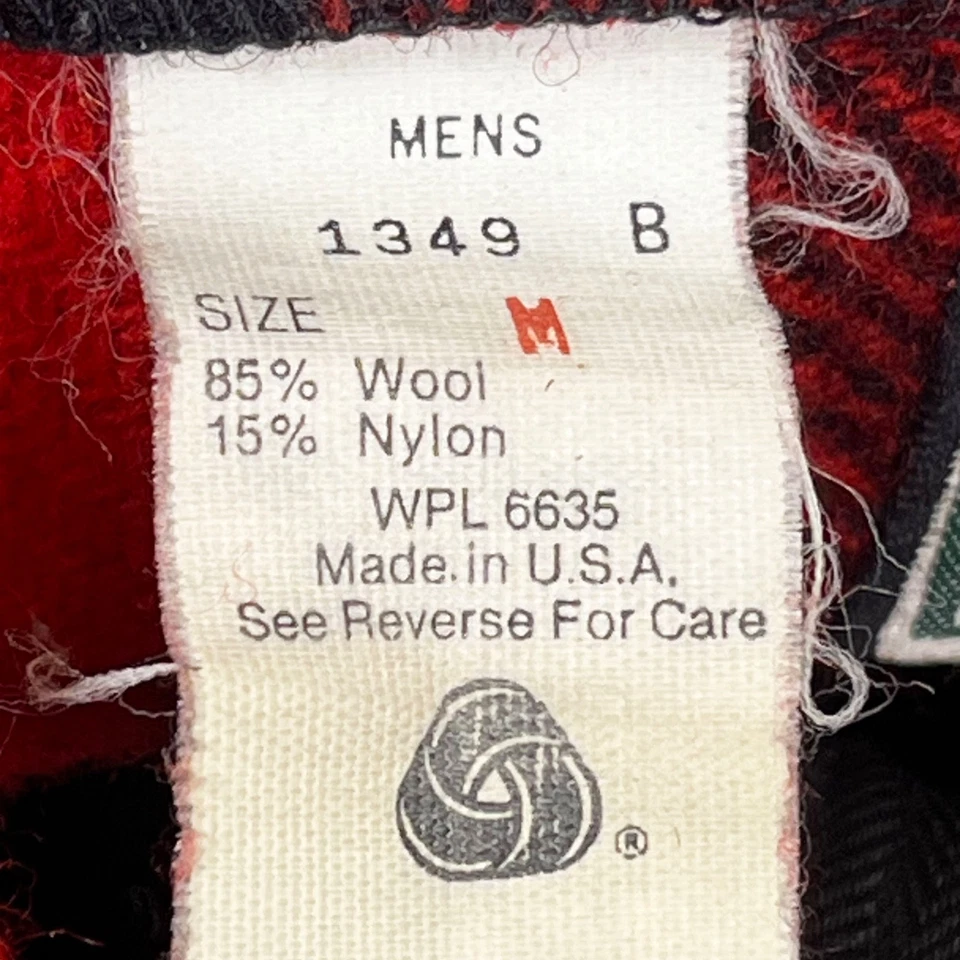 Vintage LL Bean Wool Mackinaw Buffalo Plaid Jacket Hunting Medium Made In USA - Image 3 of 4