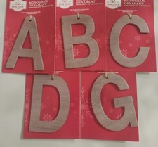 Holiday Time Wooden Monogram Ornaments Letters A-D, G-H, J-N, P, R-T. New Design
