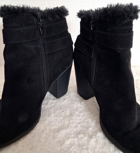 Guess Ankle Boots Size 3.5 (36.5 EU) Womens Black Block Heels, Zip Closure - Picture 6 of 8