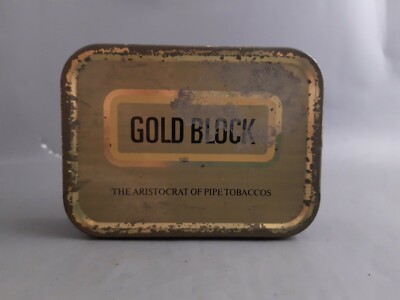 cheap 50g tobacco uk online free delivery Vintage Gold Block Empty 50g Pipe Tobacco Tin Free postage