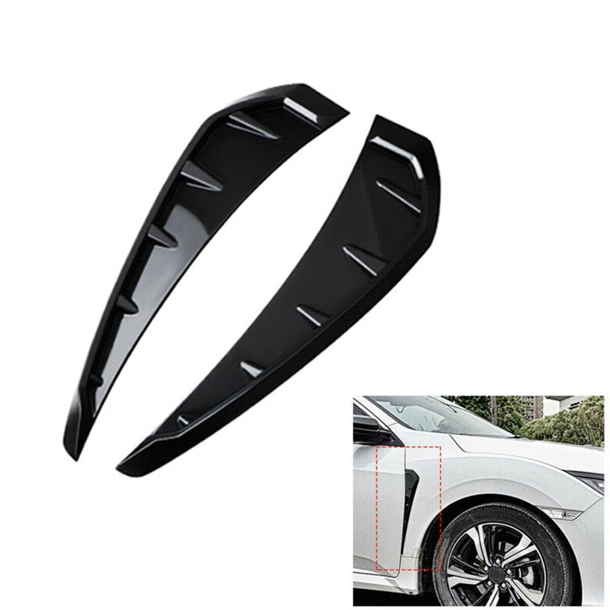 2Pcs/Set Car Glossy Black Side Door Fender Vent Air Wing Cover Shark Grilles