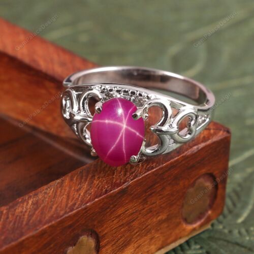 Pink Ruby Star Ring Handmade Jewelry Lindy Star Ring Solid 925 Sterling Silver - Picture 1 of 6