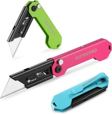 WORKPRO 3PCS Folding Utility Knife Mini Box Cutter Axis Lock Quick-change Blades