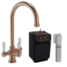 LSC Traditional Cruciform 3in1 Copper & White Boiling Hot Water Kitchen Tap&Tank