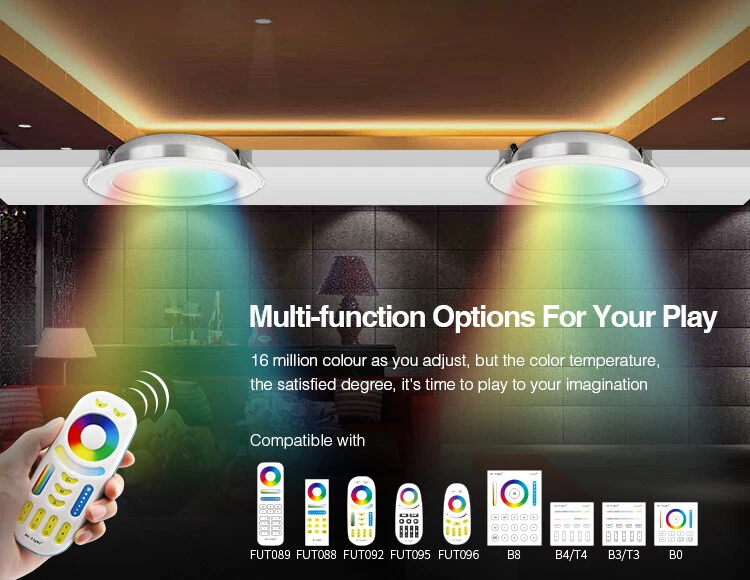 MiLight LED Recessed Round Downlight - RGB-DW (CCT) WiFi Remote Control 12W - Image 4 of 4