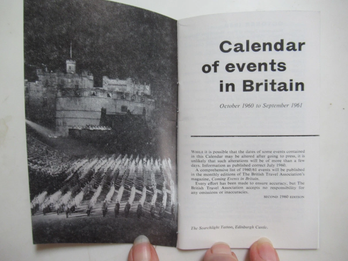 A Calendar of Events in Britain Tourist Brochure 1961 - Autohall  Advertising | eBay