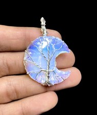 Tree Of Life Wire Wrap Pendant Moon Shape, Blue Opalite wire wrap pendant