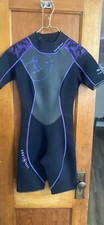 Womens Wet Suit Aqua Lung Hydroflex Shorty 2MM BLACK/Purple Sz 8