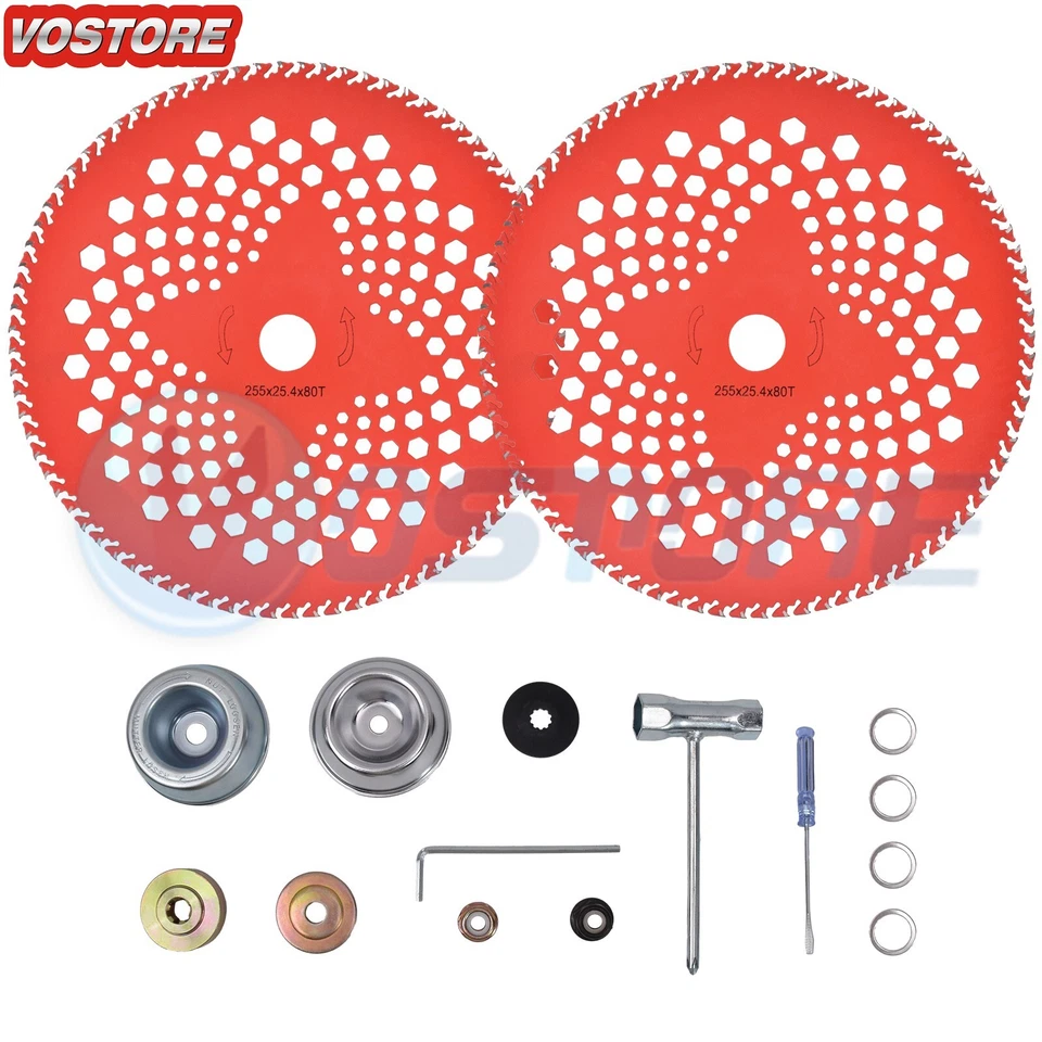 MAX MOTOSPORTS 2 Pack 10" x 80T Carbide Tip Brush Blades Weed Eater Blades for Cutting Stihl 55