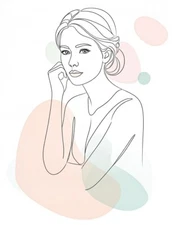 Digital Minimalist Line Art Woman Portrait - Modern Abstract Wall Art Print
