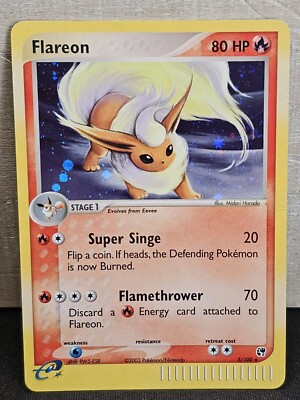 Pokémon TCG Flareon EX Sandstorm 5 Holo Rare Very Good Condition 