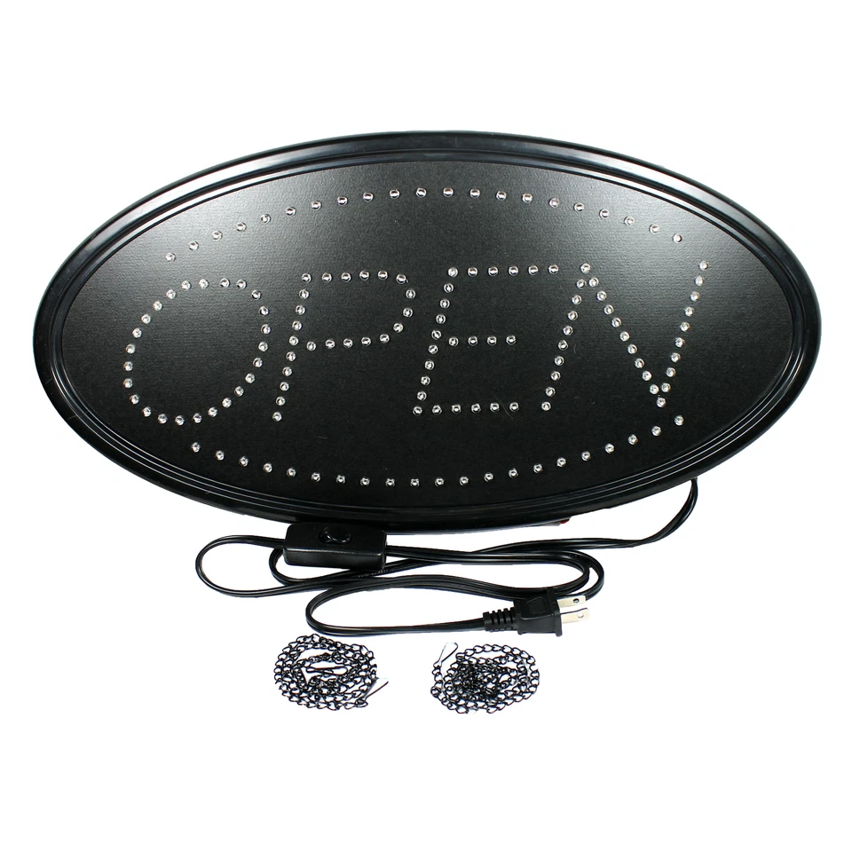 Luz de neón LED ultra brillante movimiento animado con letrero de negocios ON/OFF ABIERTO ovalado Foto 3 de 4