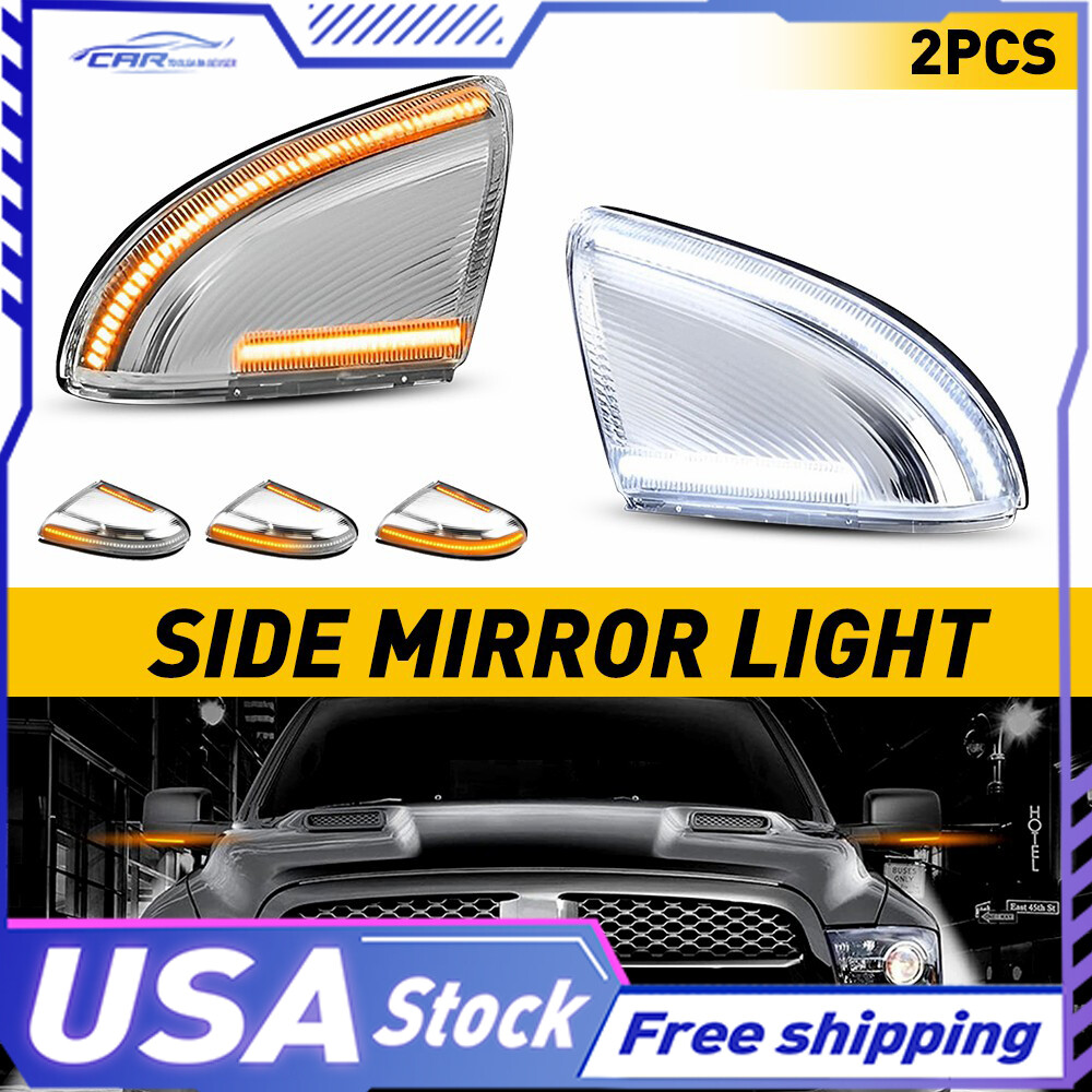 For Dodge RAM 1500 Switchback LED Side 3500 Mirror Turn Signal Light Puddle Lamp