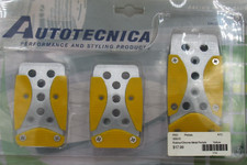 Autotecnica 305515 Yellow Rubberchrome Metal Manual Racing Pedal Pads