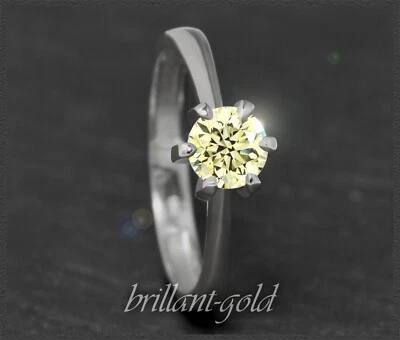 Diamant Ring aus 585 Gold; mit 0,71ct Brillant, zart gelb & Si1-2; Weißgold - Bild 1 von 4