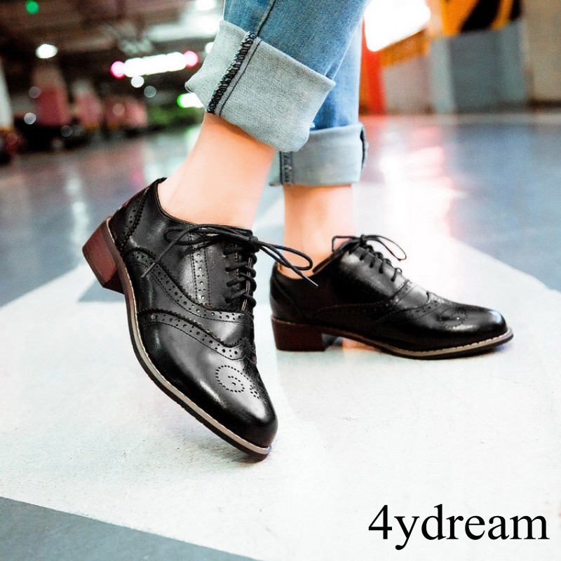 Womens Retro Lace Up Brogues Girl 