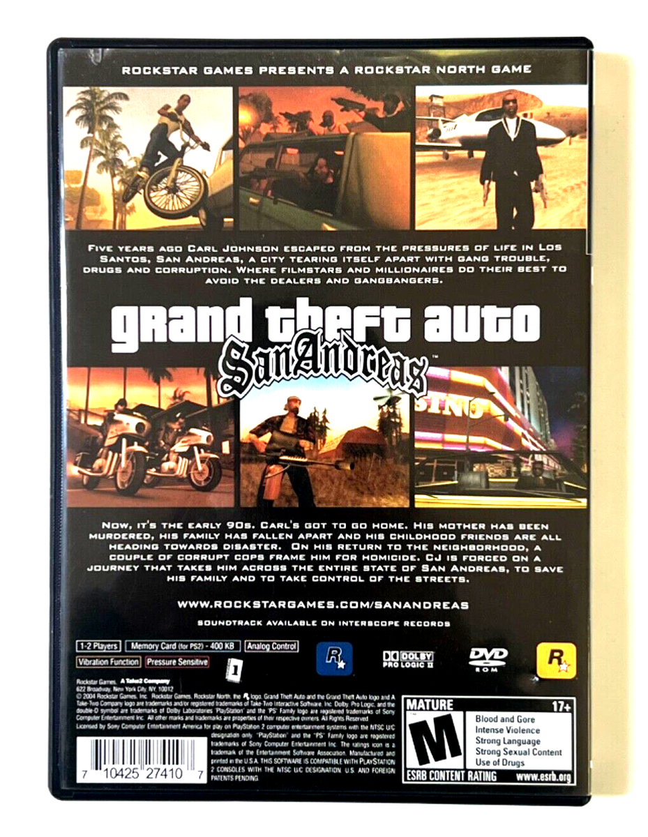 Notice manuel ps2 playstation 2 Poster Carte Grand Theft Auto San