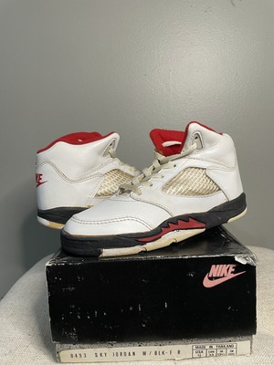 vintage 1990 nike sky jordan 5 fire red sz 3Y youth deadstock | eBay